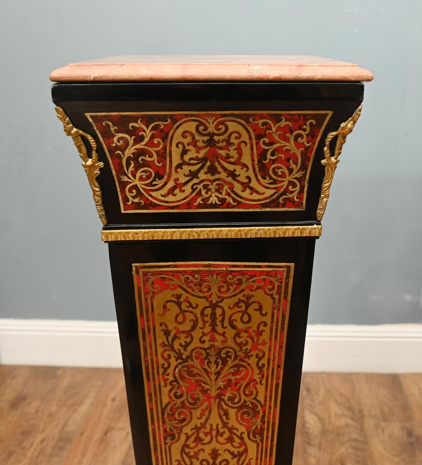 Boulle Pedestal Stand Column Support Louis XV Buhl Inlay photo vinterior