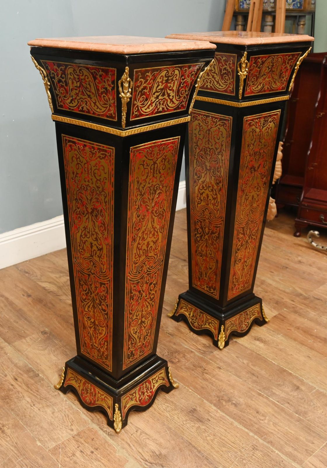 photo furniture Boulle Pedestal Stand Column Support Louis XV Buhl Inlay