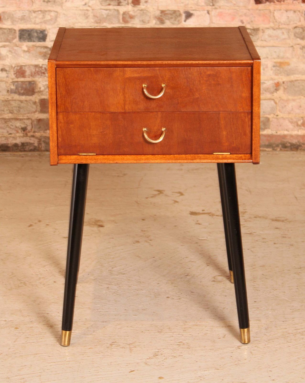 photo for sale Mid Century G Plan Librenza Tola And Black Bedside Table / Night Stand, Circa 1960s