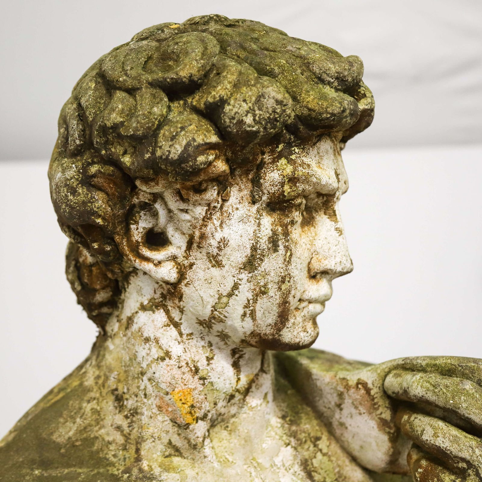 Early 20th‑Century Reconstituted Stone Figure Of David With Weathered Patina, C.1920 30s photo vinterior