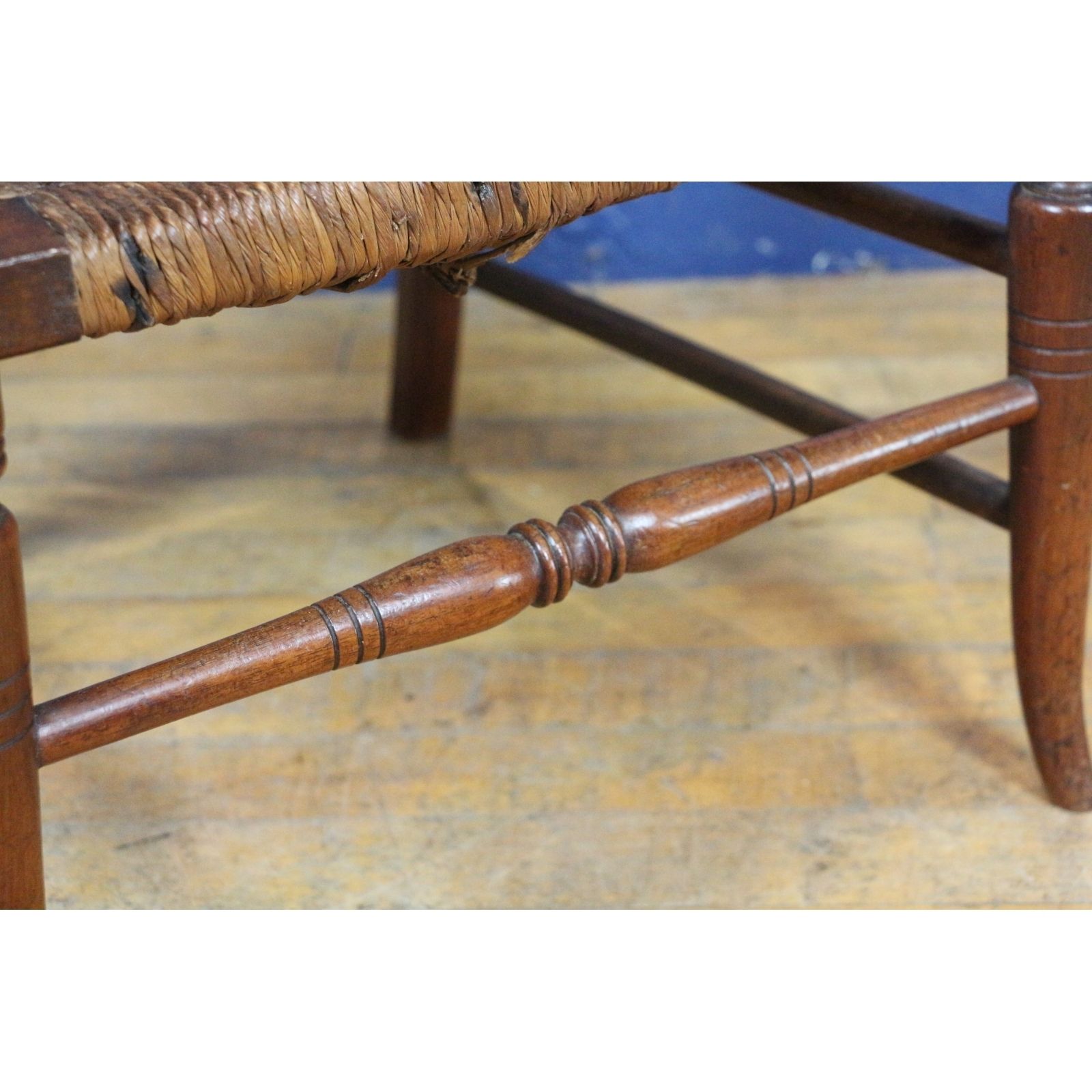 A Victorian Turned Mahogany And Rush Based Childs Low Open Armchair, Doll Or Teddy Display photo buy