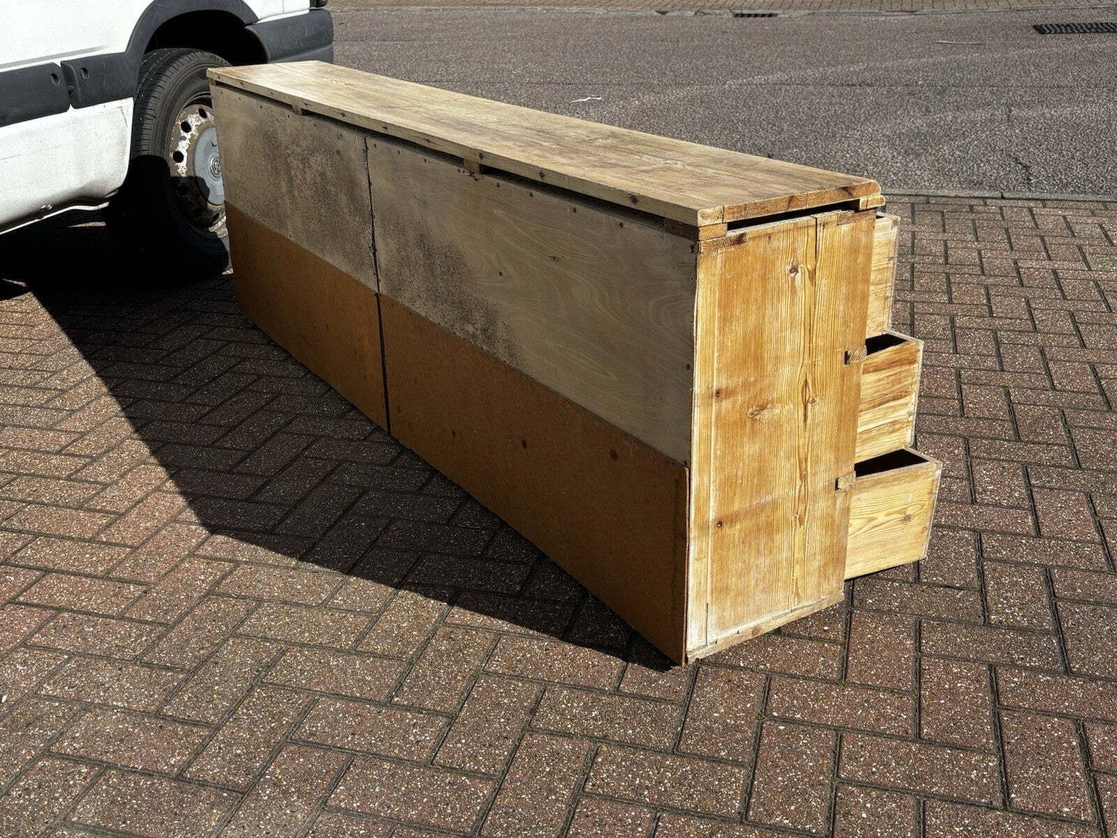 photo for sale Pine Bank Of 12 Deep Shop Drawers. Perfect For A Large Tv To Sit On.