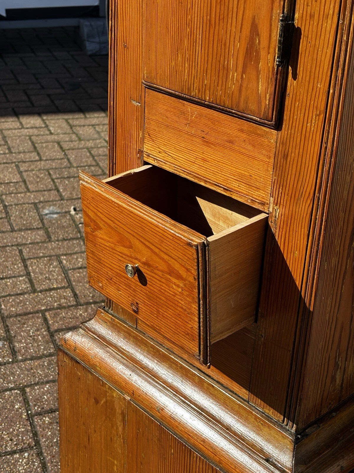 photo for sale Georgian Pine Grandfather Clock Drinks Cabinet. A Useable Clock Too.