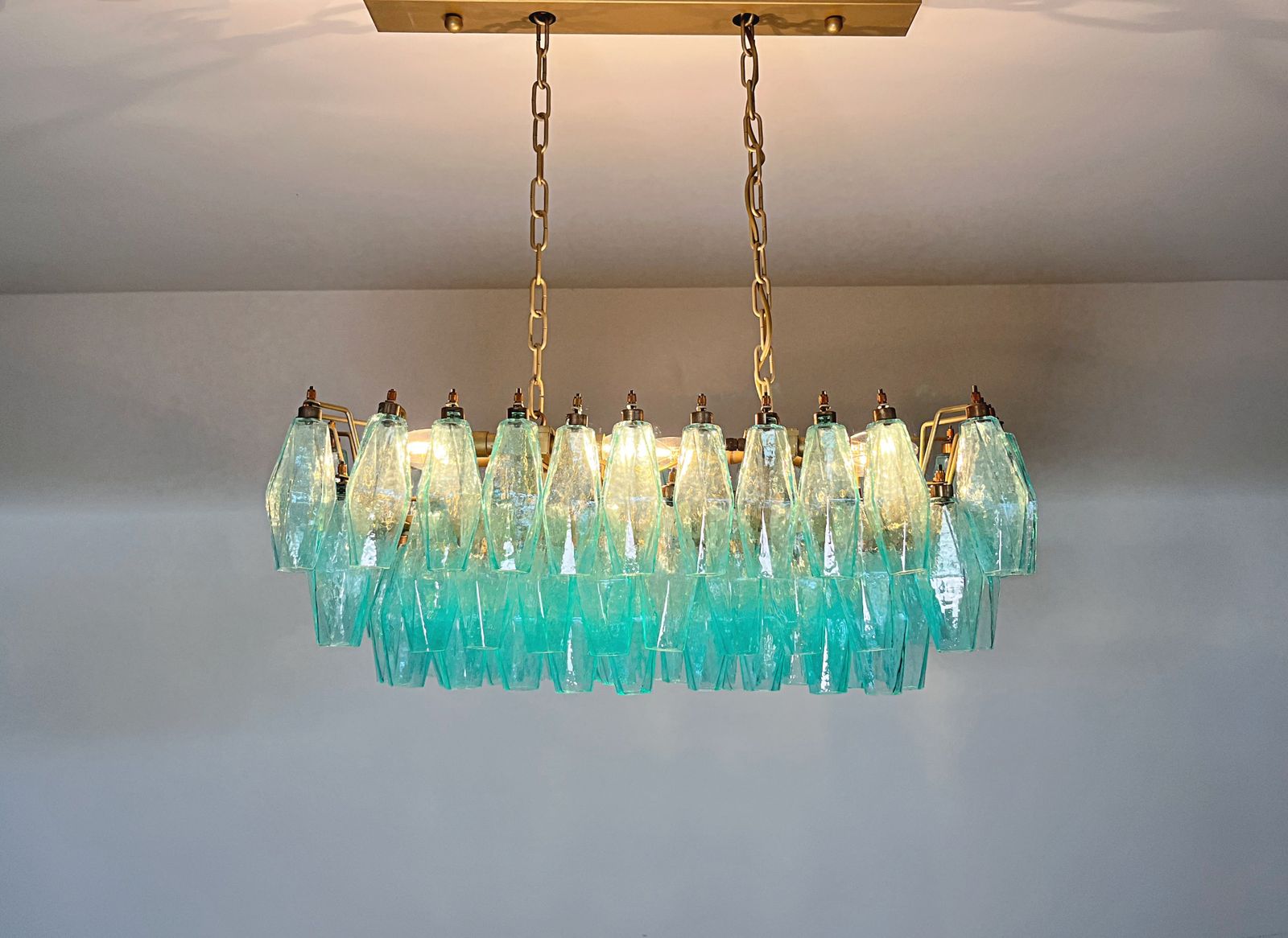 photo vinterior Elegant Murano Poliedri Chandelier   Carlo Scarpa   84 Turquoise Glasses