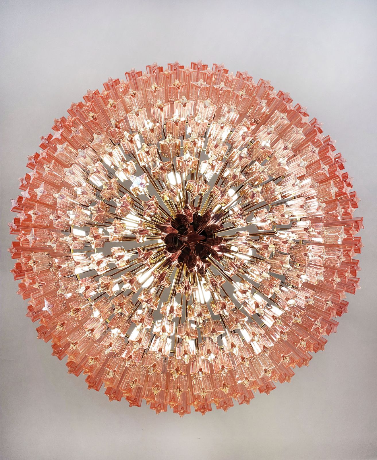 photo buy Modern Quadriedri Murano Glass Chandelier   265 Pink Prism   Gold Frame