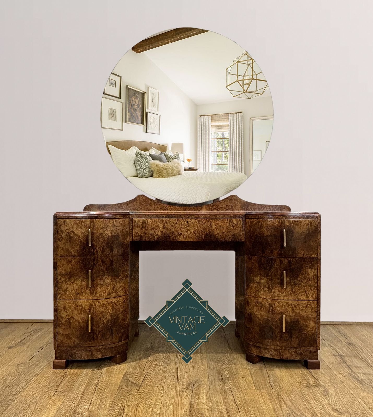 Art Deco Bedroom Suite, Dressing Table, Amoire, Bedsides photo furniture