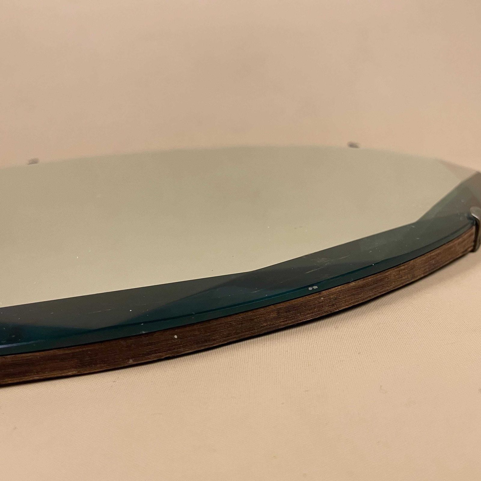 Round Bevelled Wall Mirror Frameless Vintage Wood Back Mid Century Minimalist Art Deco Antique Style Hanging Chain Mirror Home Decor. photo buy