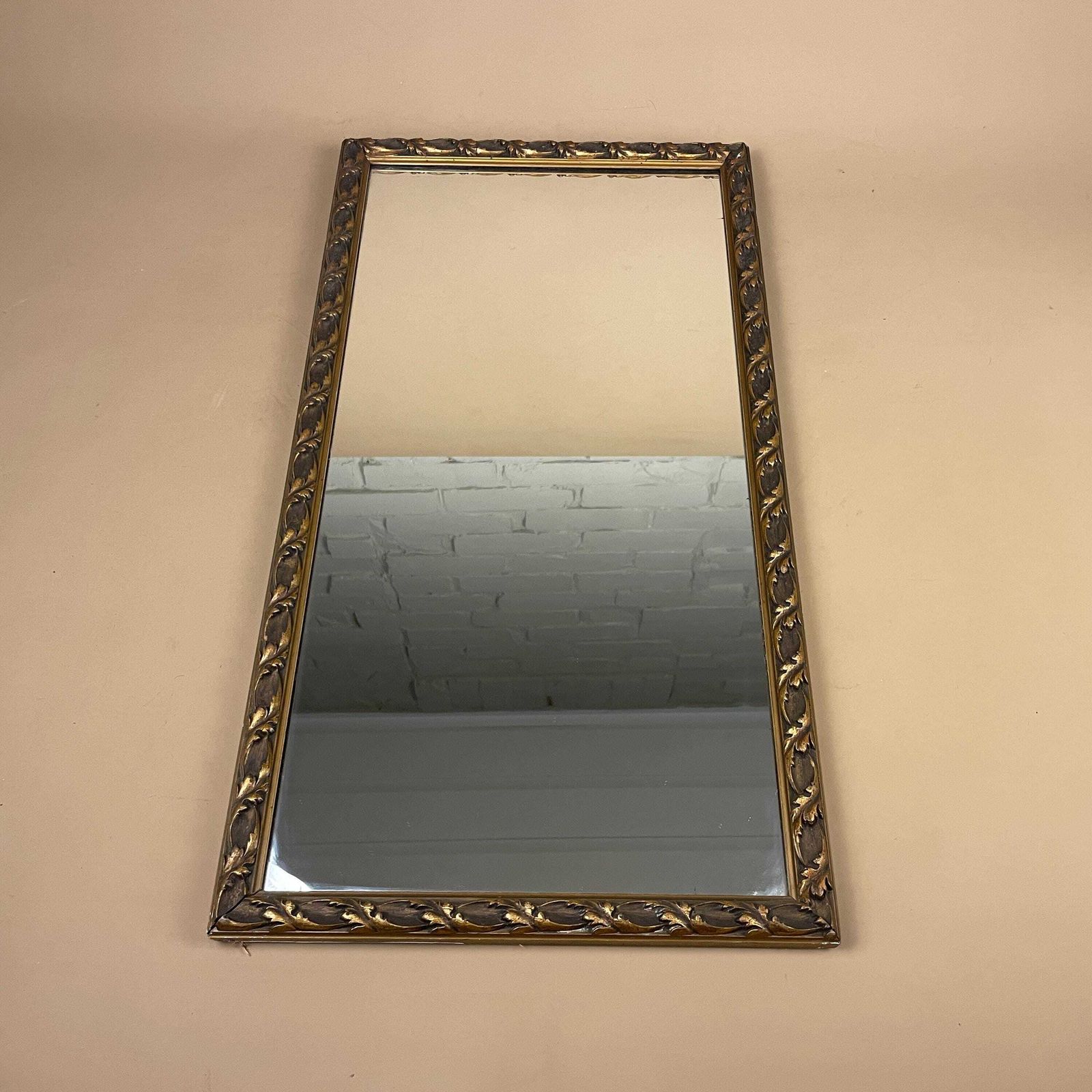 Antique Style Wooden Wall Mirror Rectangle Portrait Gold Ornate Patterned Frame Bedroom Hallway Decorative Tall. photo furniture