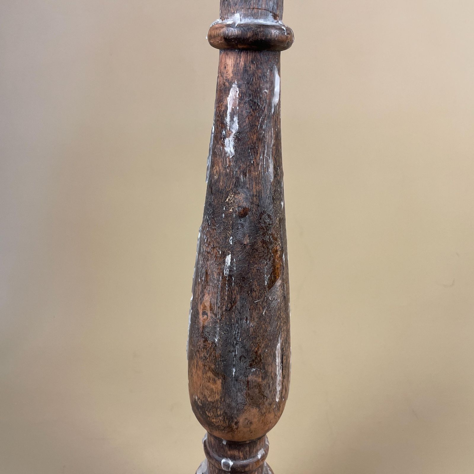 Large Vintage Wooden Candlestick Holder Indian Hand Carved Candle Stick Old Wax Table Display Piece Prop. photo vintage