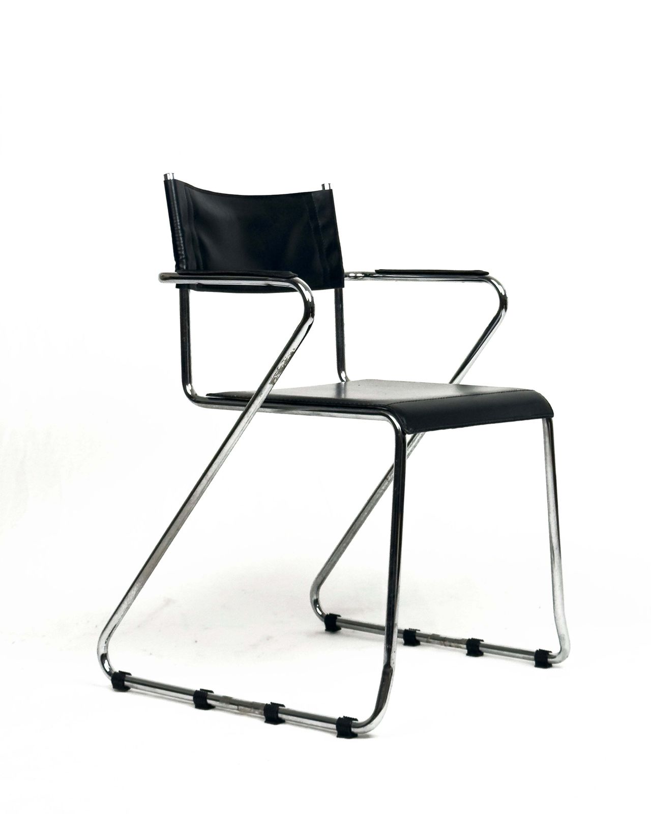 Vintage Cantilever Chair In Black Leather And Chrome. photo furniture