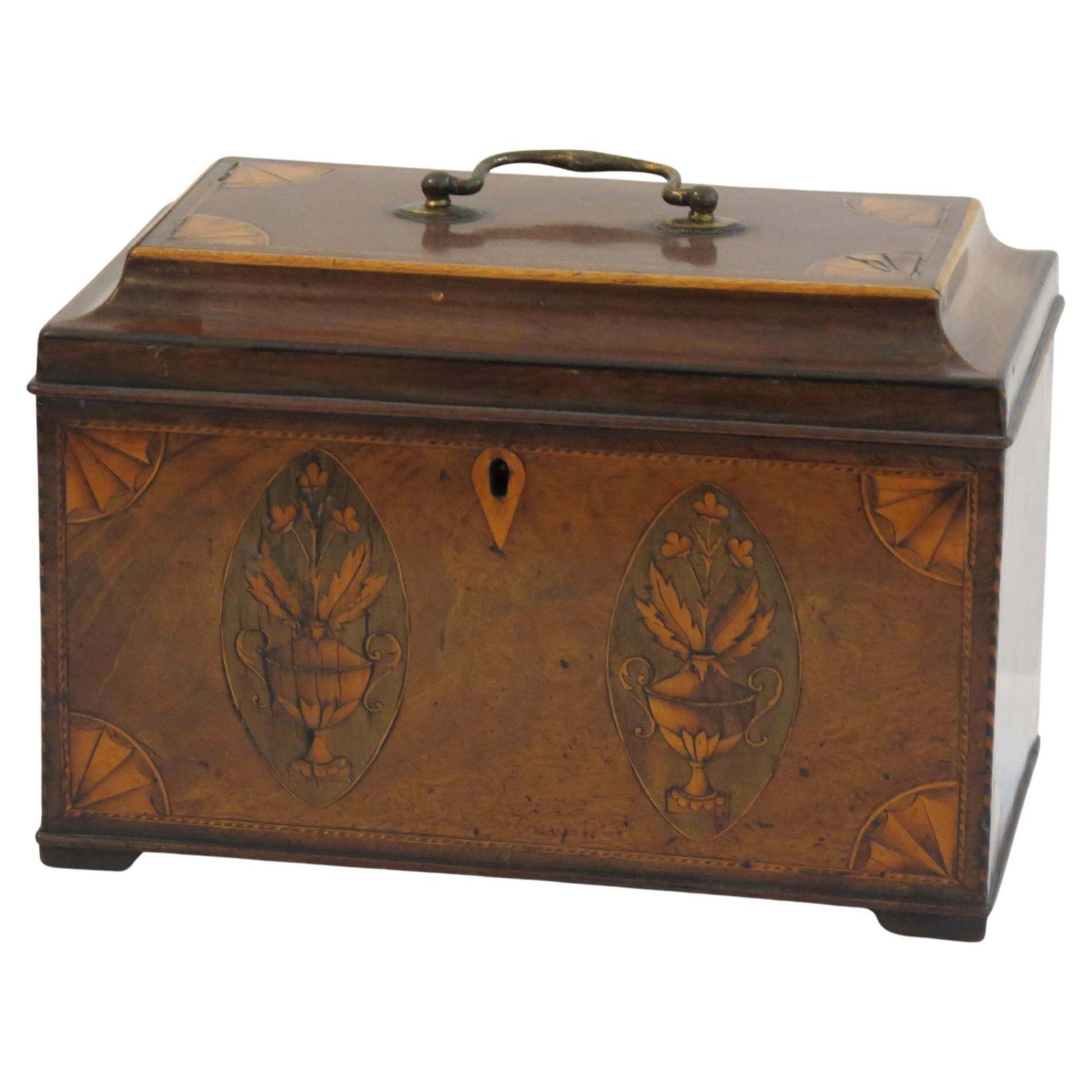 Georgian Sheraton Period Tea Caddy Finely Inlaid, English Circa 1780.