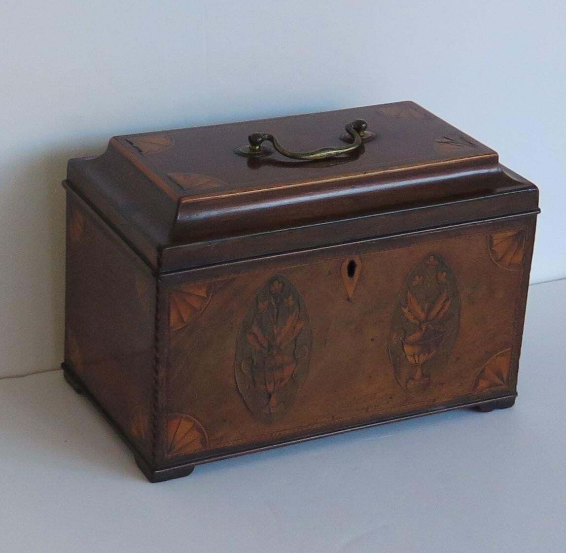 Georgian Sheraton Period Tea Caddy Finely Inlaid, English Circa 1780. photo 842.0