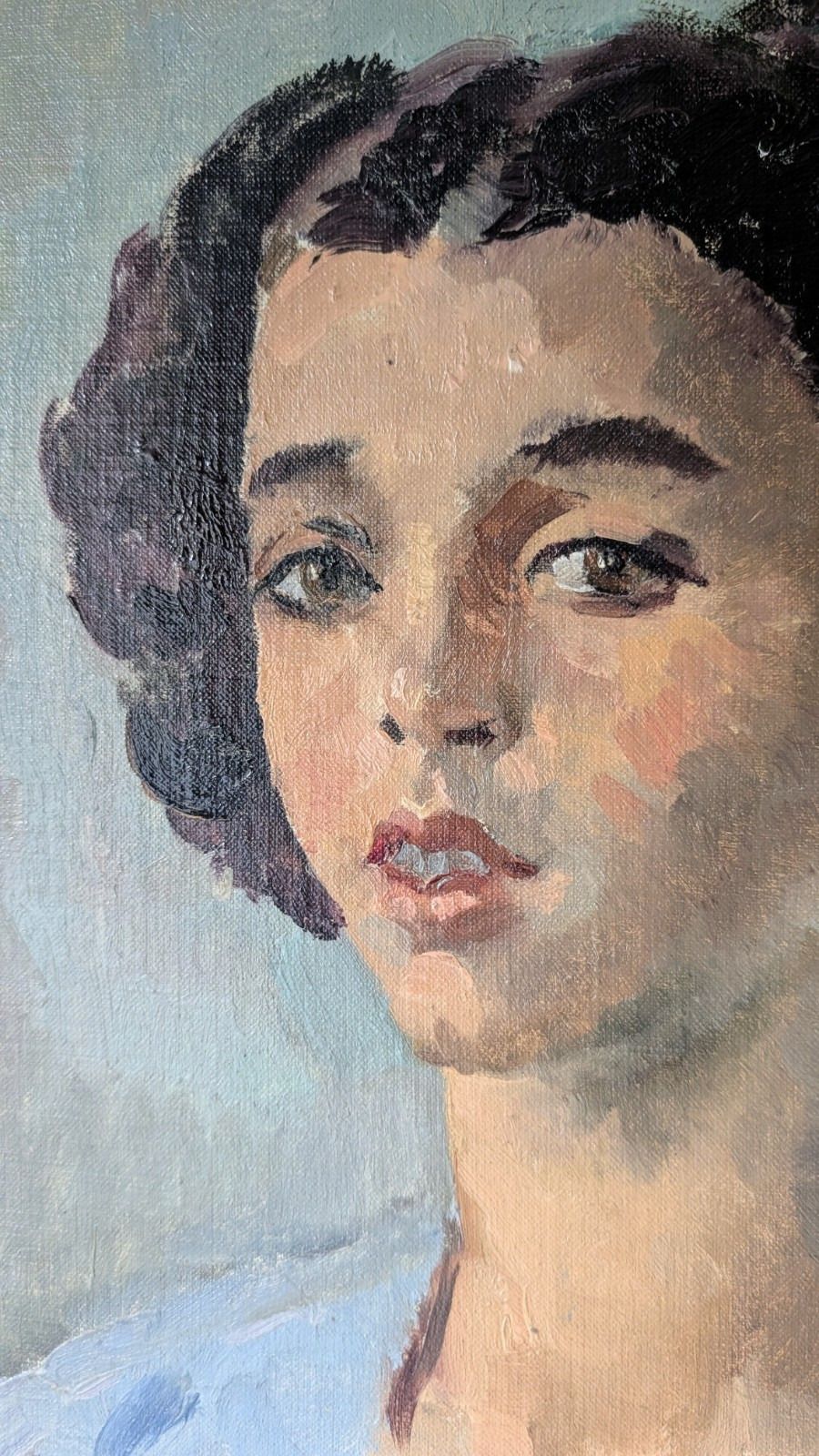 Philip Naviasky Oil Painting Portrait Of Girl Woman Signed Mid 20th Century photo vinterior