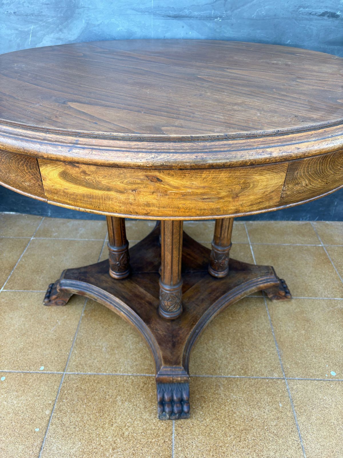 Spanishneoclassical Revival Round Hardwood Table, Early 20th Century photo for sale