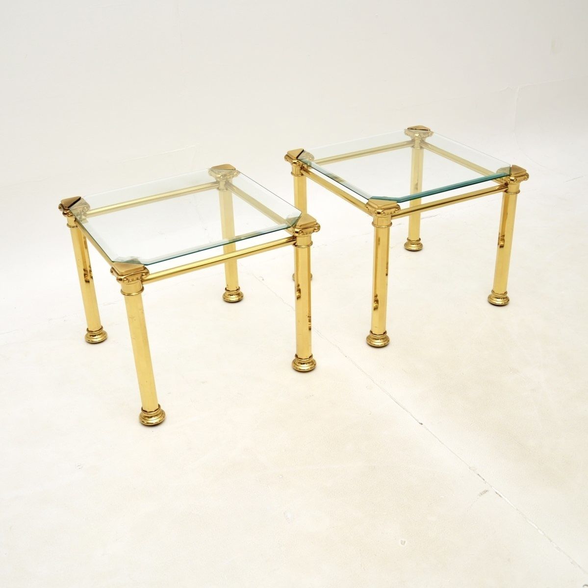 Pair Of Vintage French Brass Side Tables photo for sale