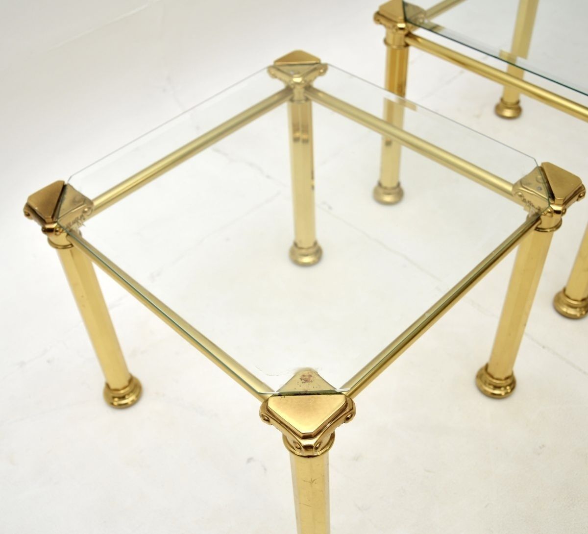Pair Of Vintage French Brass Side Tables photo vinterior