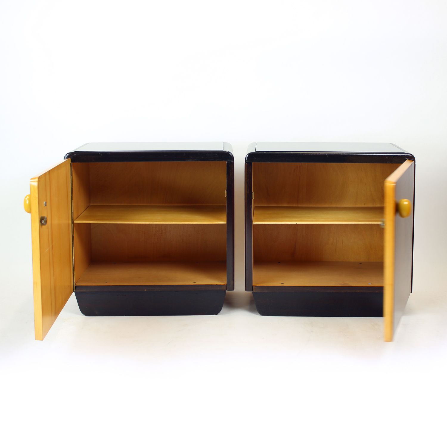 Mid Century Bedside Tables With Glass Tops, Czechoslovakia 1960s photo 920.0