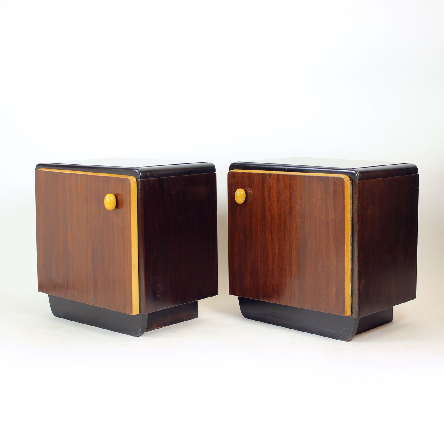 Mid Century Bedside Tables With Glass Tops, Czechoslovakia 1960s photo buy