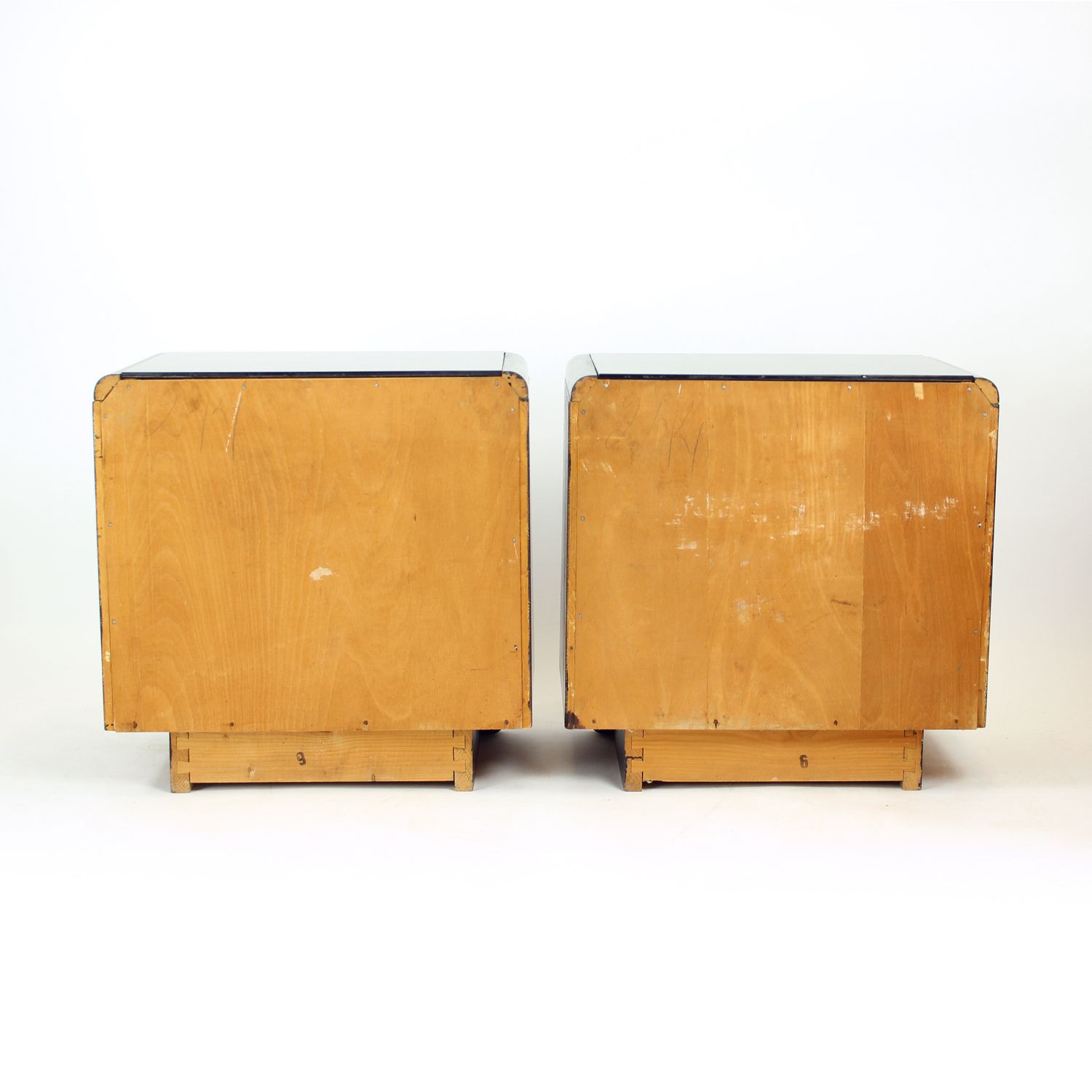 photo furniture Mid Century Bedside Tables With Glass Tops, Czechoslovakia 1960s