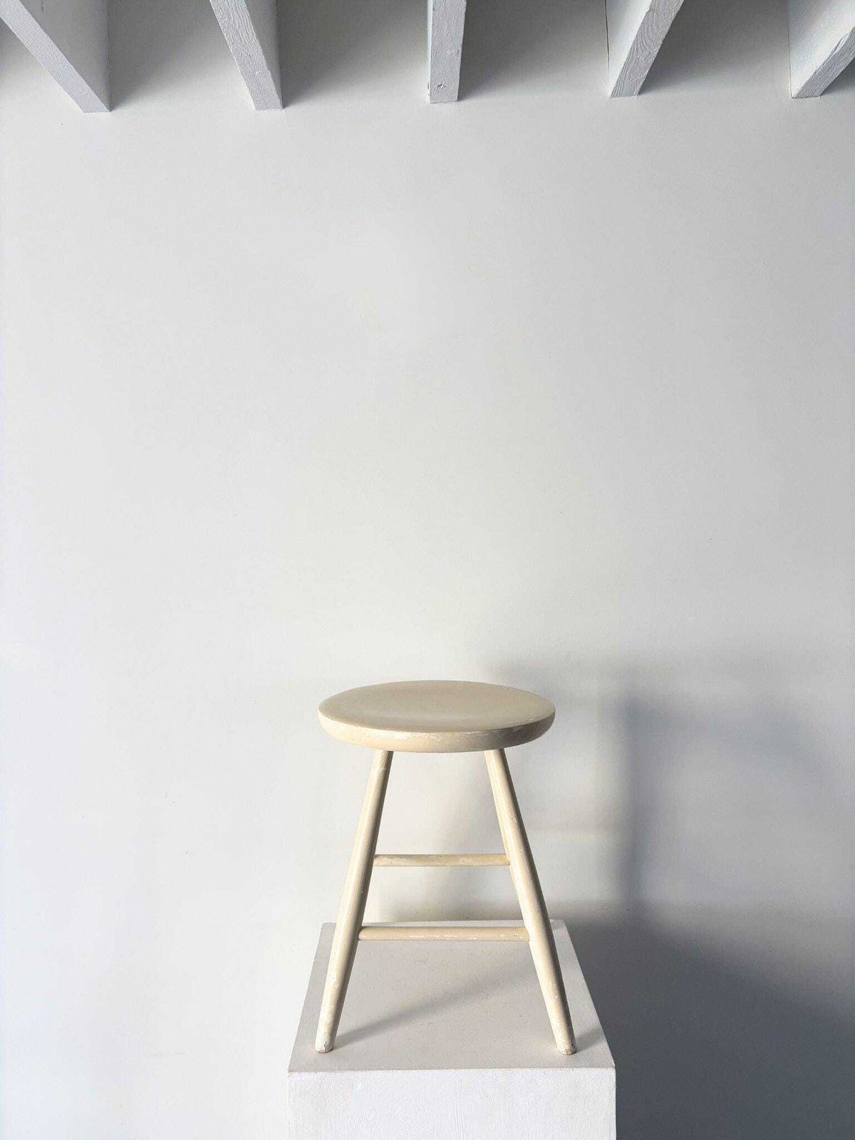 Minimalist Mid Century Wooden Stool In Off White By Kandya photo Furniture