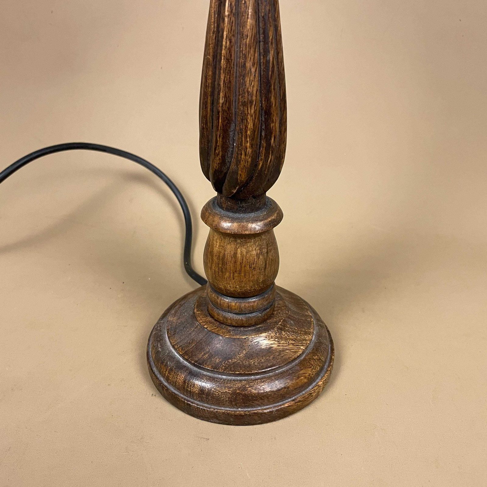 Wooden Table Lamp With Embroidered Shade Vintage Cottage Lighting Classic Bedside Home Accent Lamp Light Handmade Old photo Lighting