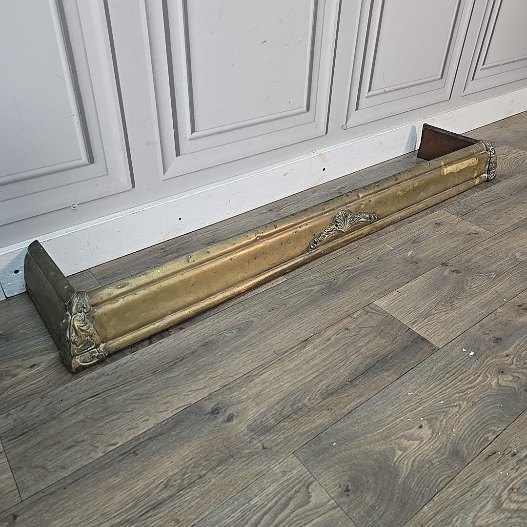 Antique Brass Fire Fender  Edwardian Rustic Hearth Surround Decorative Fireplace photo furniture