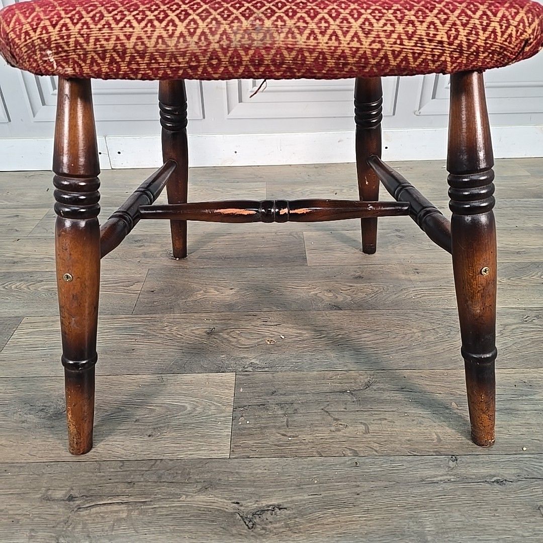 190.0 Antique High Back Armchair – Solid Wood Rustic Victorian Chair Farmhouse Country photo