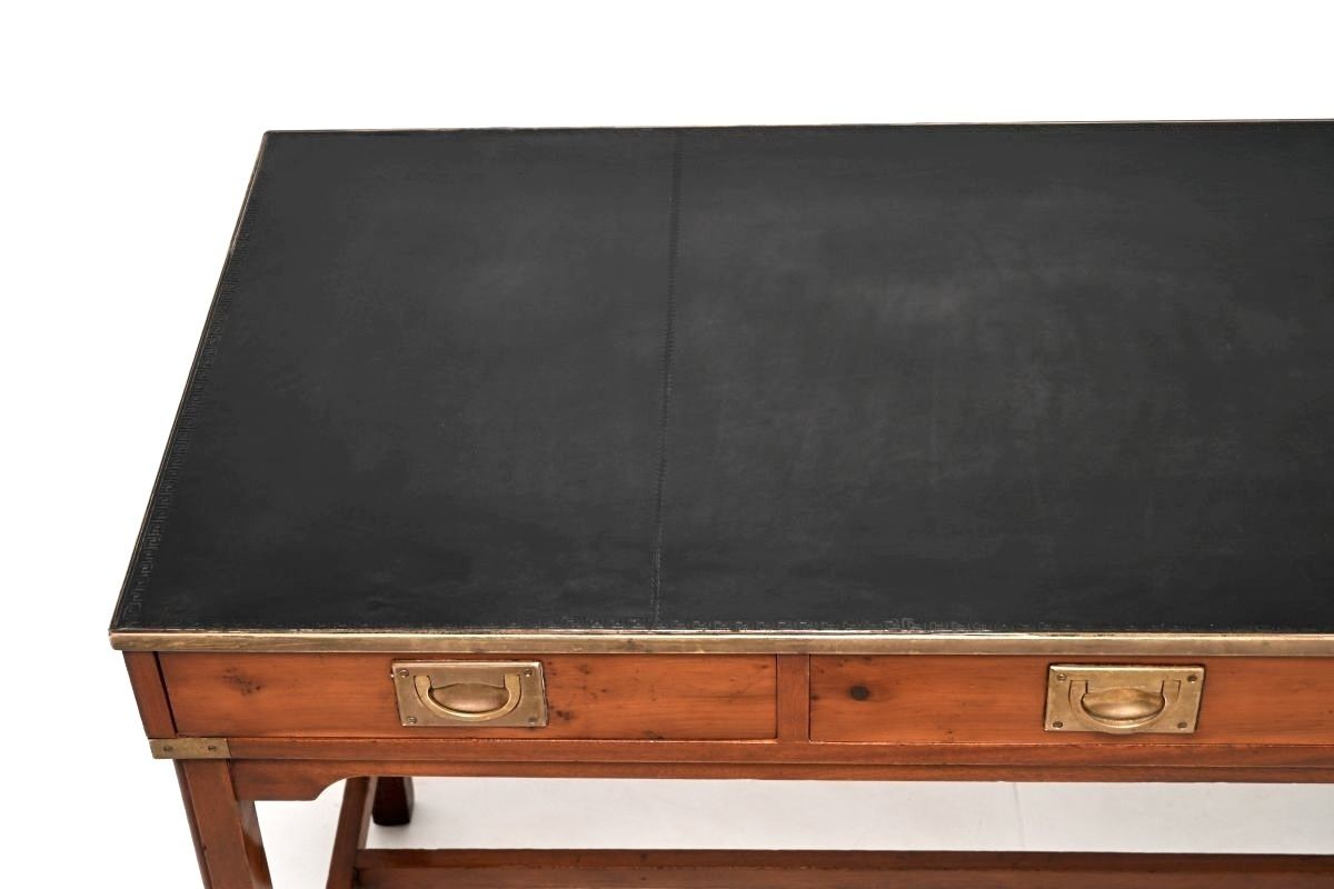 Antique Military Campaign Style Desk In Yew Wood photo vinterior