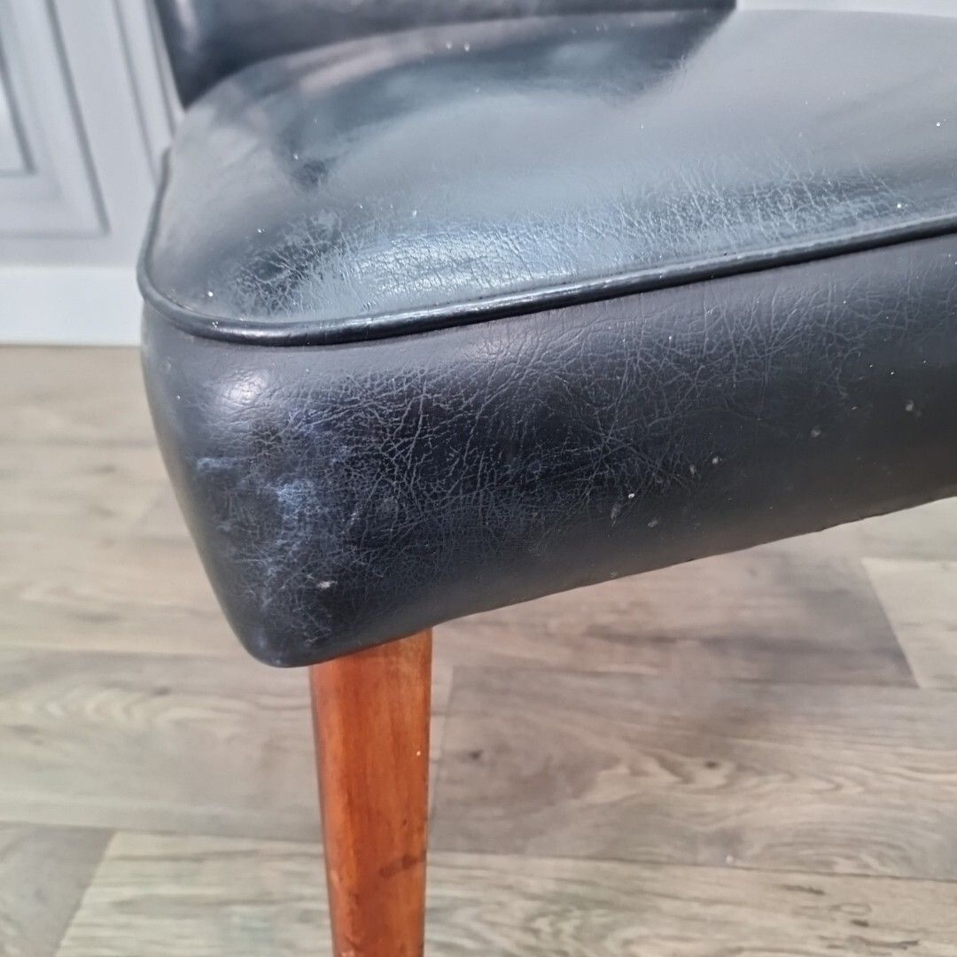 photo for sale Mid Century Vinyl Chairs  Lounge Cocktail Retro Scandi Mcm Danish Pair  Vintage