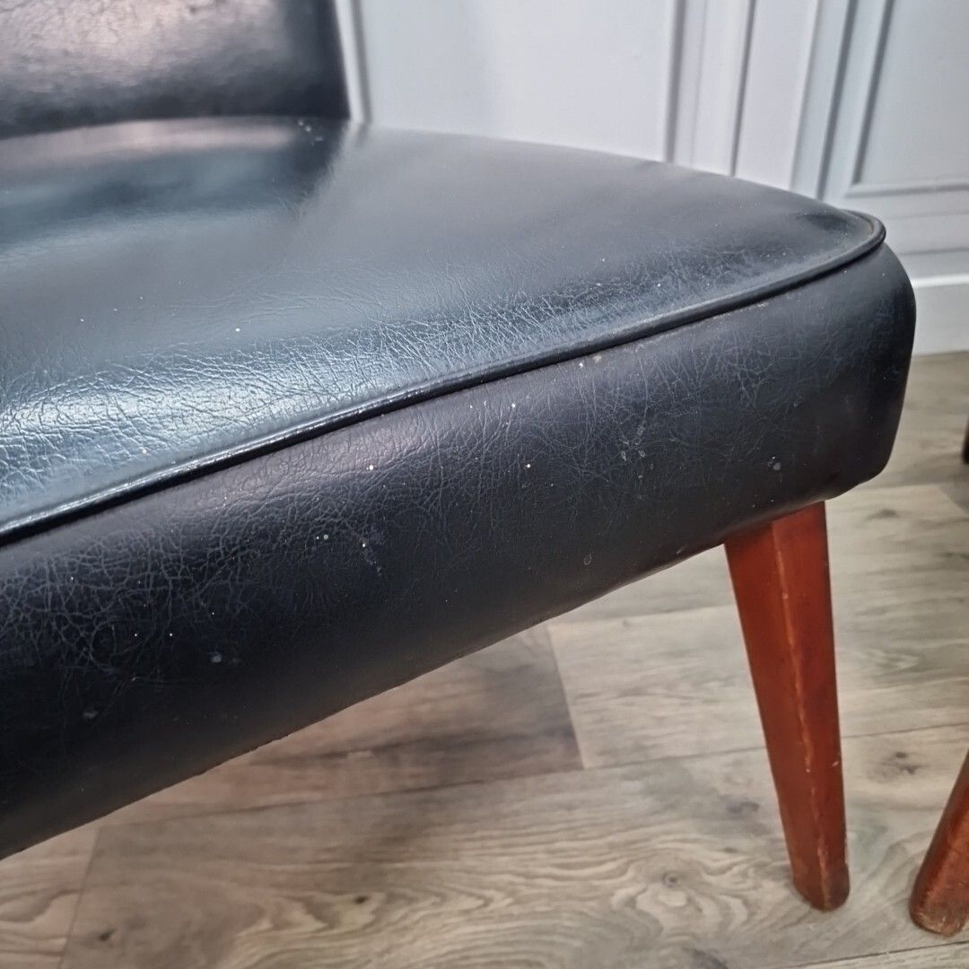 Furniture Mid Century Vinyl Chairs  Lounge Cocktail Retro Scandi Mcm Danish Pair  Vintage photo
