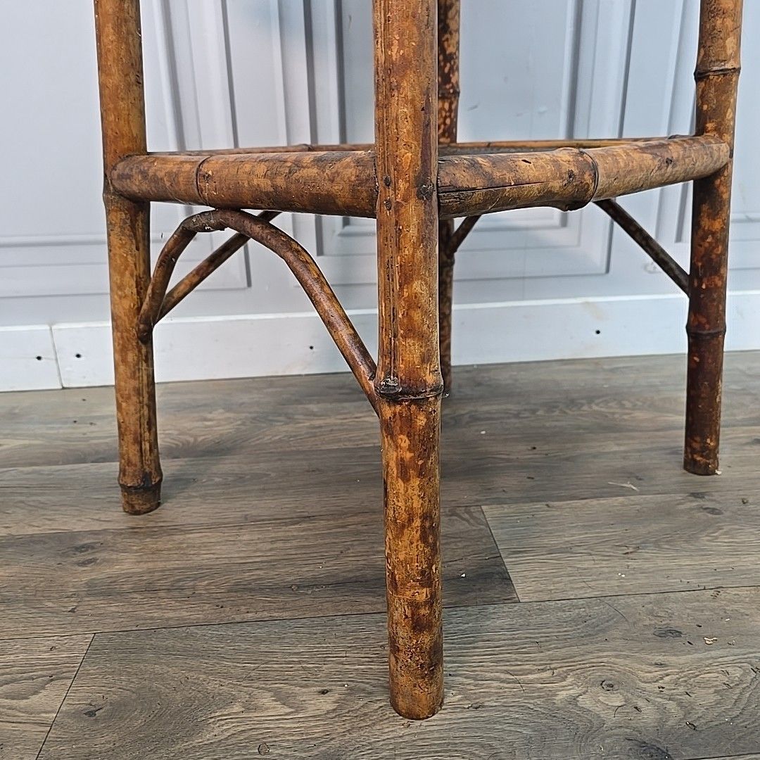 Antique Tiger Bamboo Table Occasional Aesthetic Japanned Victorian Painted photo vintage