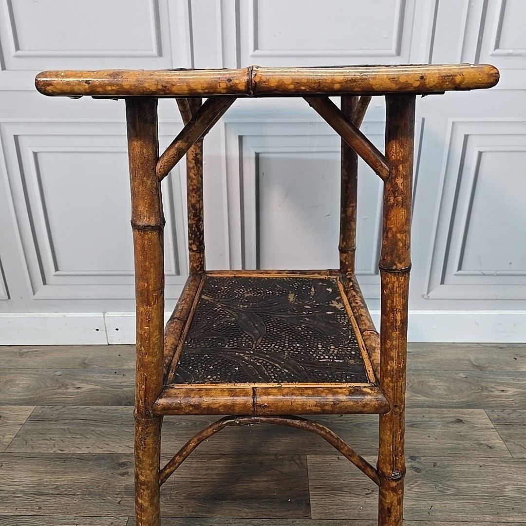 photo for sale Antique Tiger Bamboo Table Occasional Aesthetic Japanned Victorian Painted