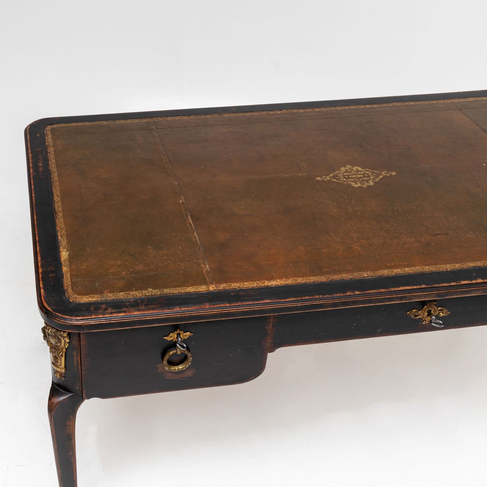 Black Patinated Baroque Style Desk, Early 20th Century photo furniture