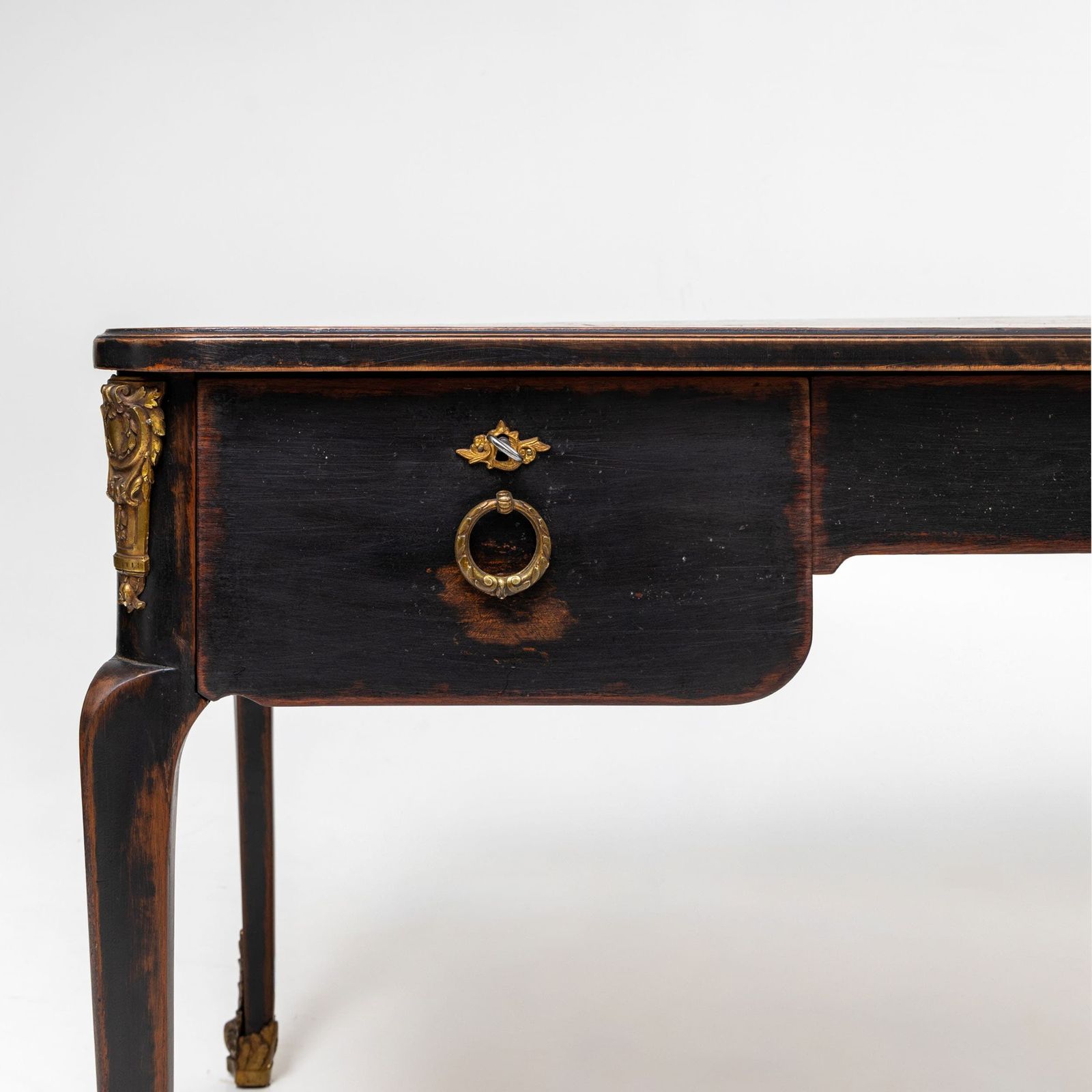 Black Patinated Baroque Style Desk, Early 20th Century photo for sale