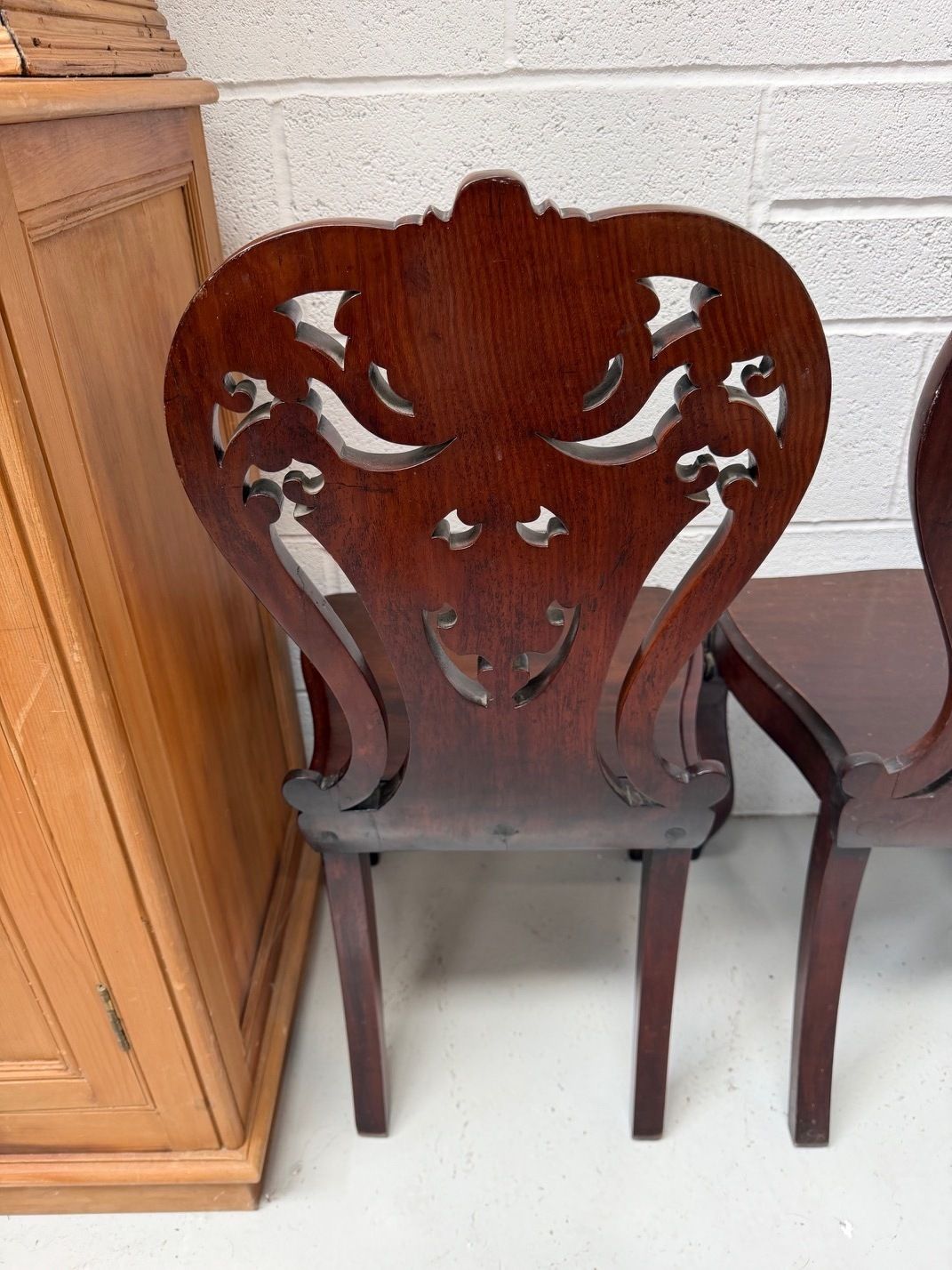 Pair Of Antique Mahogany Hall Chairs photo buy