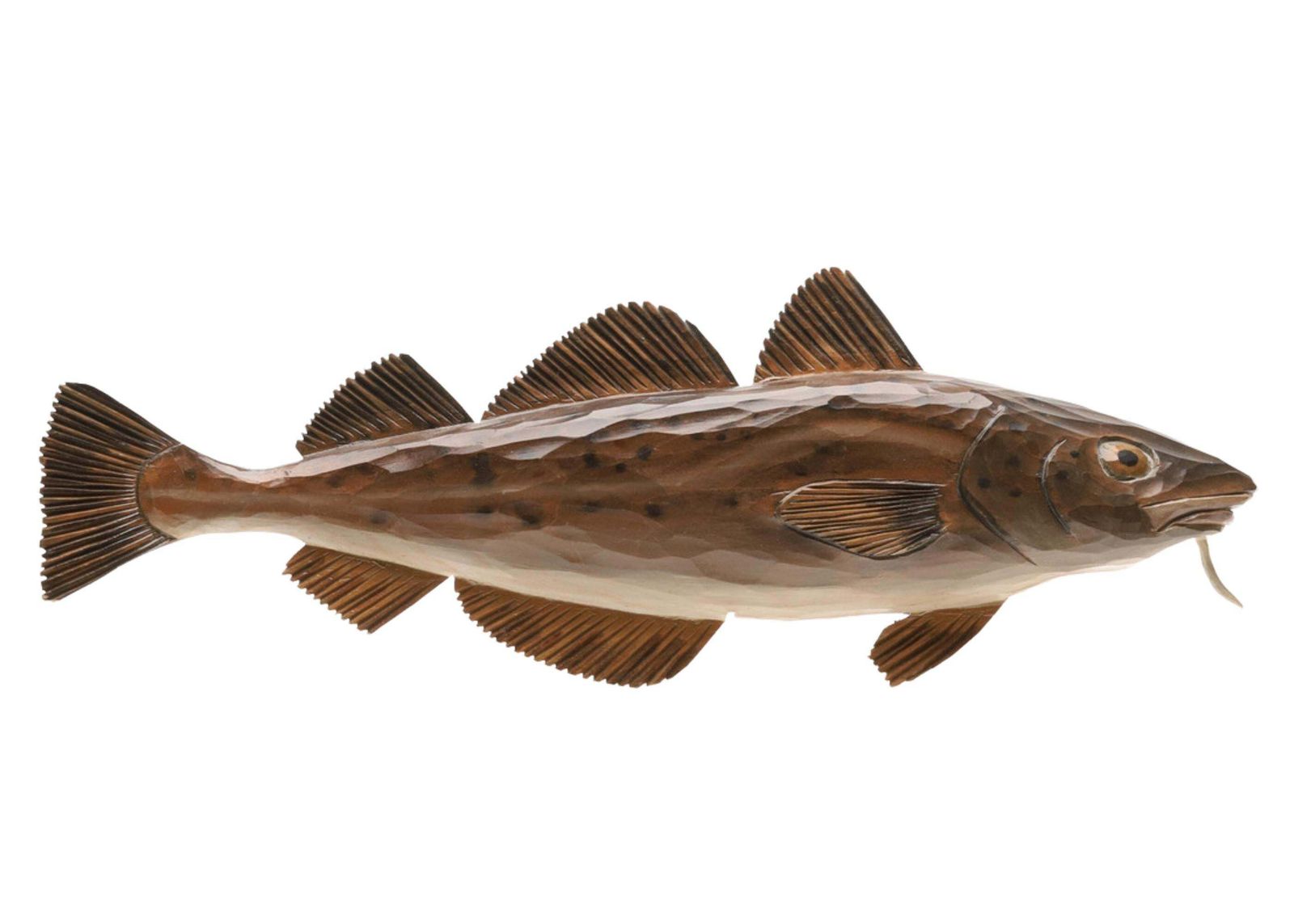 Elegant Fish Hand Carved Wooden Cod Wall Sculpture Jan Nilsson, Scandinavian Art photo vintage