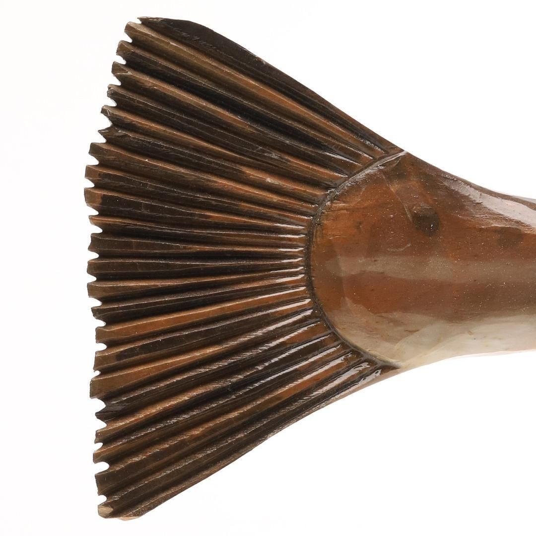 1072.0 Elegant Fish Hand Carved Wooden Cod Wall Sculpture Jan Nilsson, Scandinavian Art photo