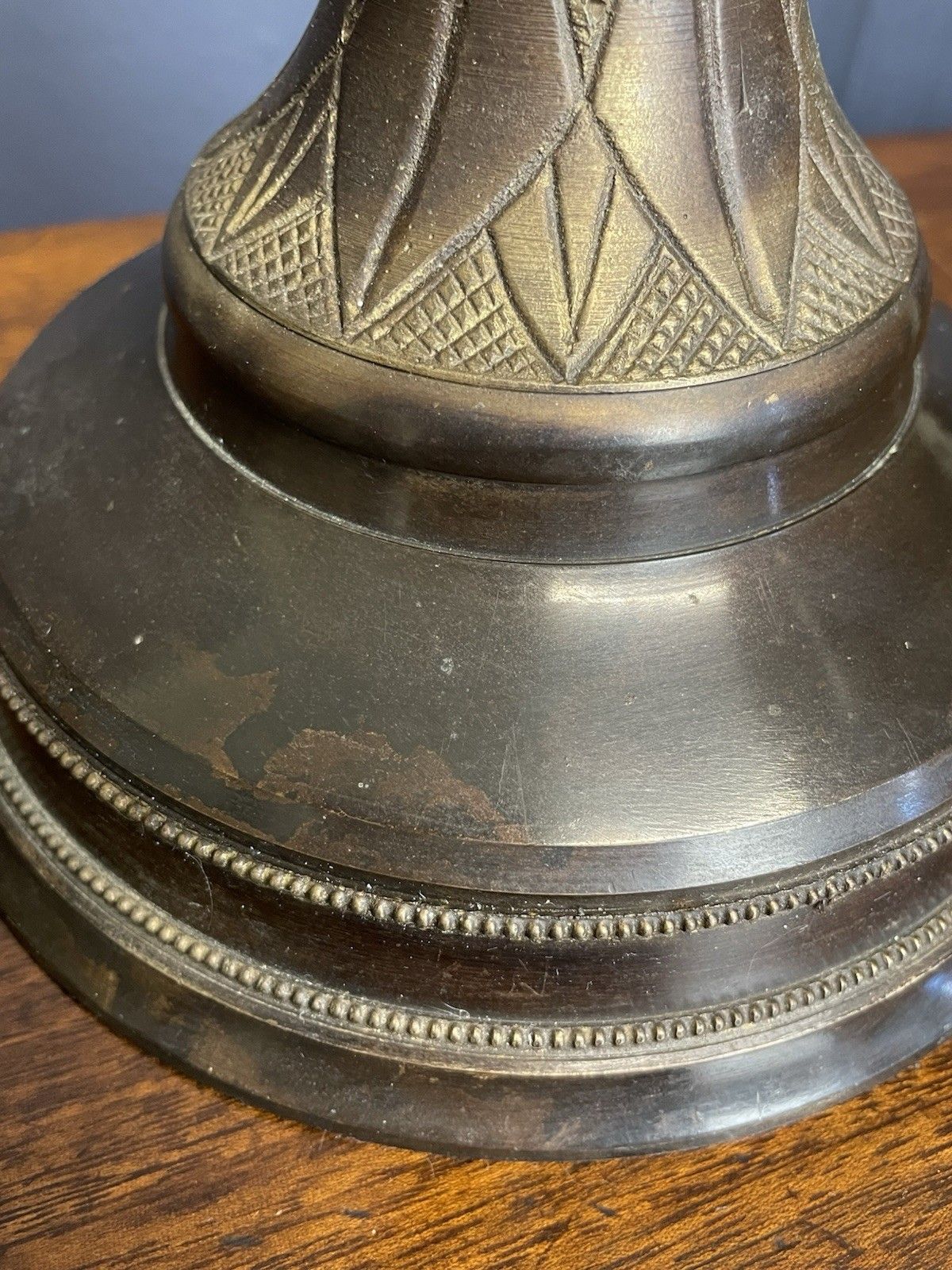 125.0 Vintage Large Gothic Style Church Candle Pricket Candlestick Bronze Finish photo