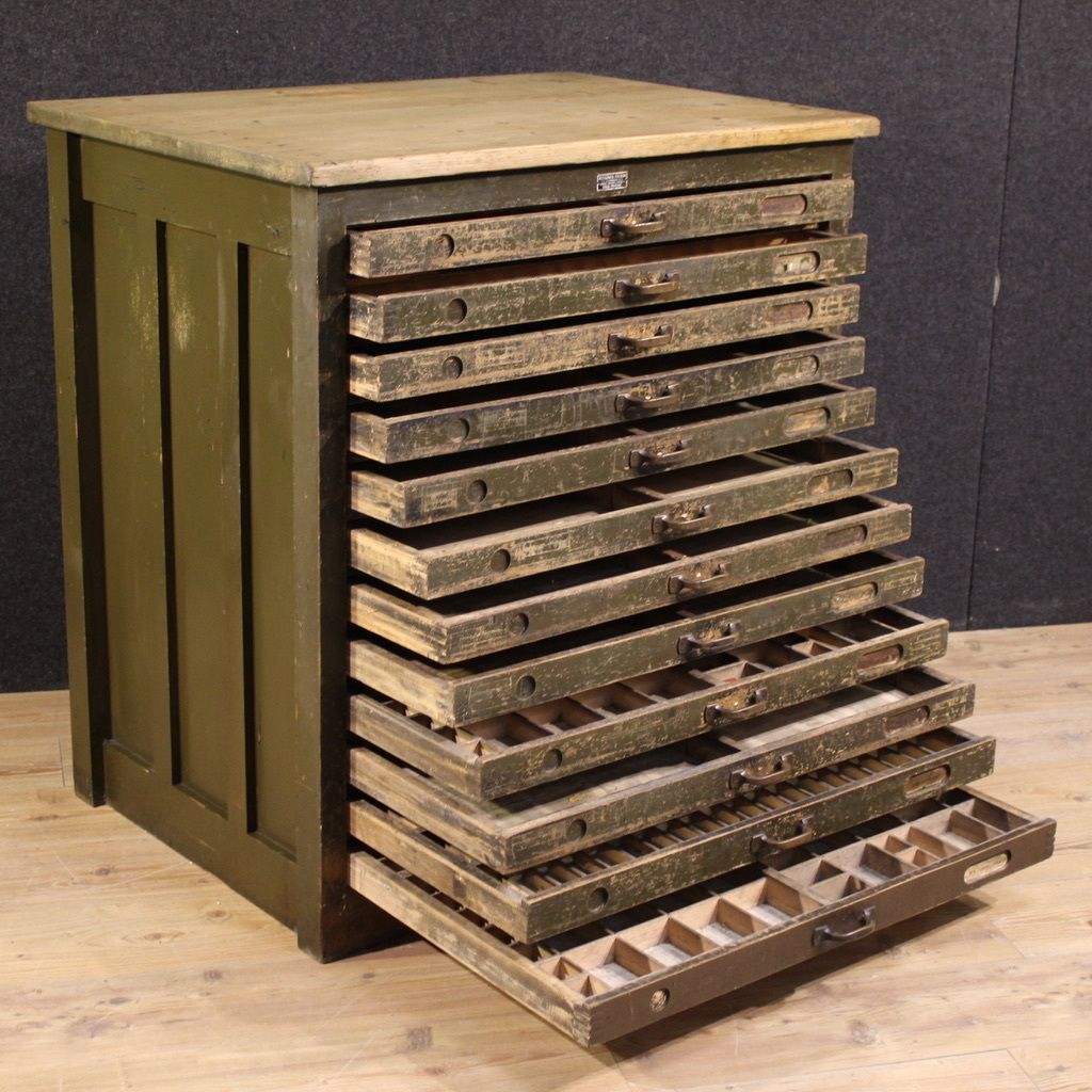 20th Century Woodcut Workshop Chest Of Drawers In Lacquered Wood photo buy