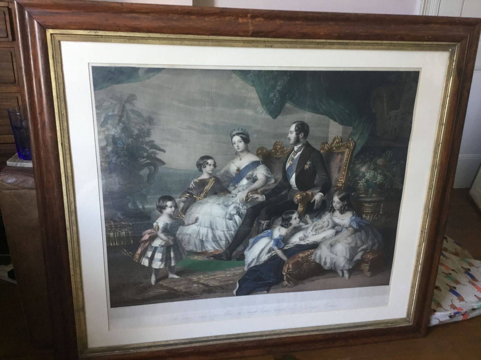 Period C1848 Hand Coloured Print Victoria Albert And Family. Fine Period Frame.