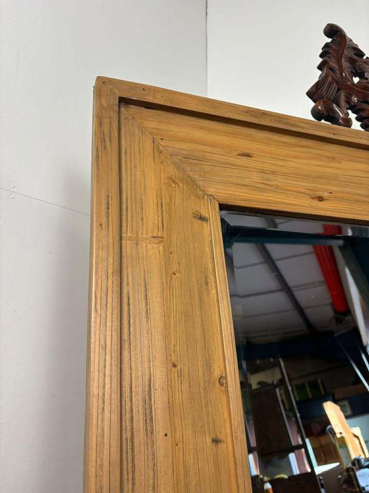Home Decor Contemporary Pine Rectangular Mirror photo