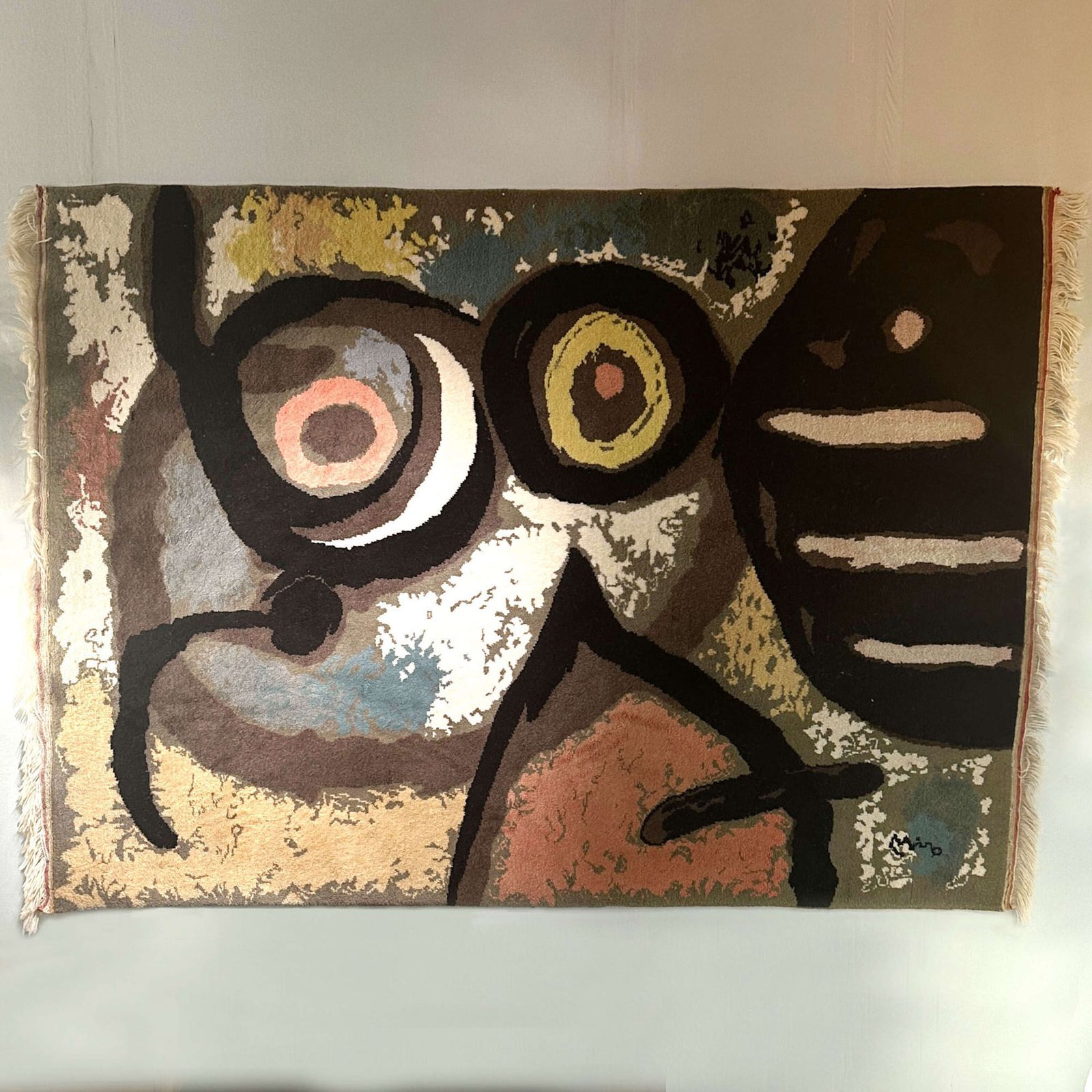 3950.0 Large Rug After 'Bird Woman' By Joan Miró, Hand Knotted In Wool photo