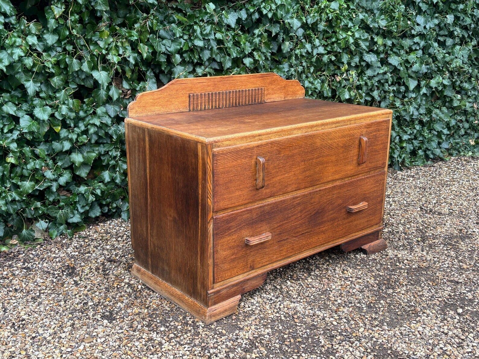 Vintage Lawrencia Art Deco Oak Low Chest Of Drawers C.1930s photo furniture