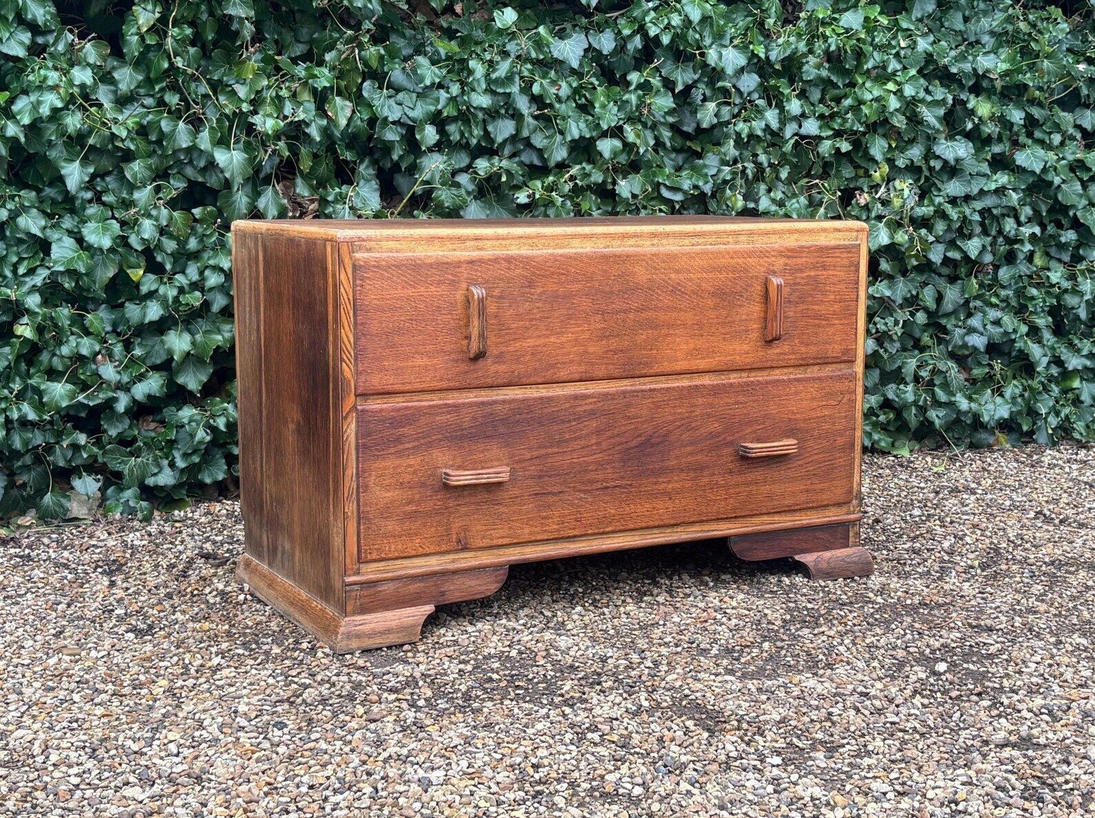 Vintage Lawrencia Art Deco Oak Low Chest Of Drawers C.1930s photo 350.0