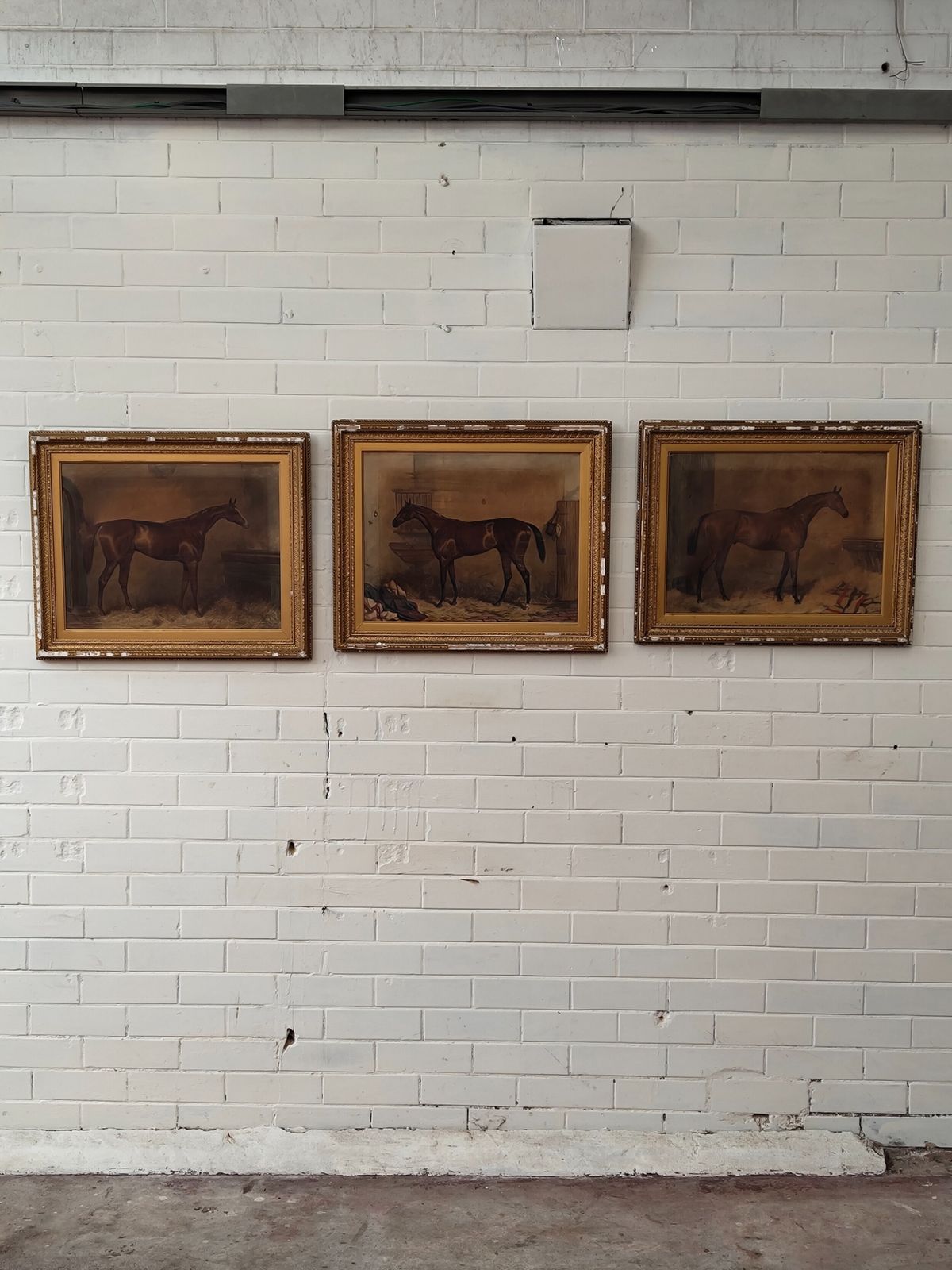 photo vinterior Antique Set Of Three Early Edwardian Race Horse Equestrian Lithographs After Harry Hall