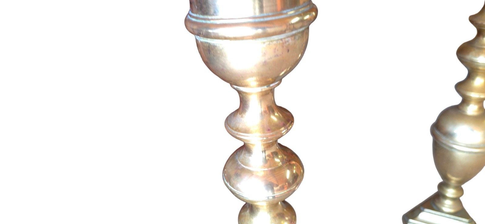 ​Pair Huge 42" Antique Brass Floor Candlesticks Tall Church Altar Pricket Stands photo buy