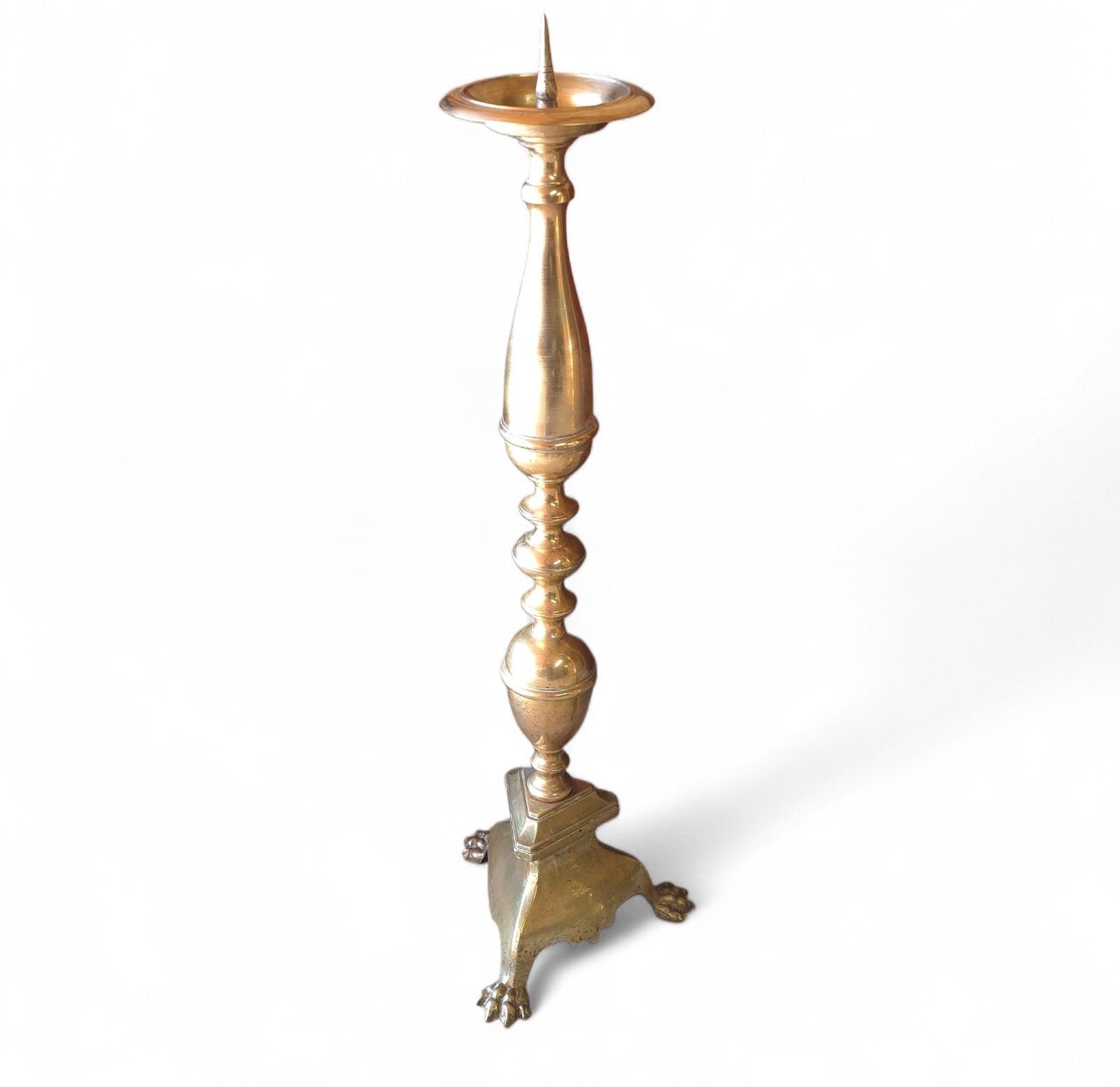 Home Decor ​Pair Huge 42" Antique Brass Floor Candlesticks Tall Church Altar Pricket Stands photo