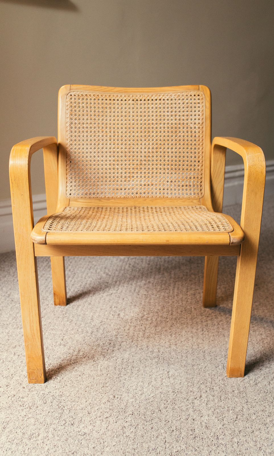 600.0 Pair Of Mid Century Beech/Cane Chairs By Olivo Pietro, Italy, 1970’s photo
