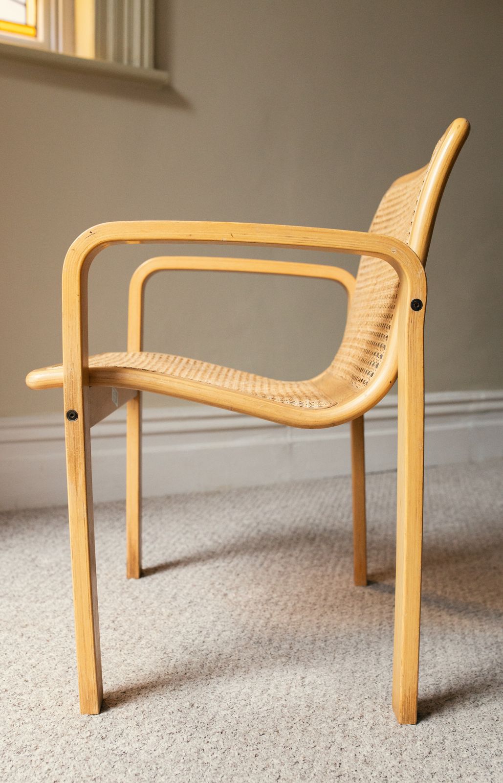 photo vinterior Pair Of Mid Century Beech/Cane Chairs By Olivo Pietro, Italy, 1970’s