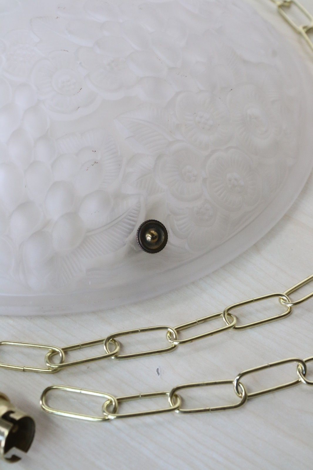 photo vinterior Ceiling Light Antique French Plaffonier M. Model Verdun Art Deco Frosted Glass